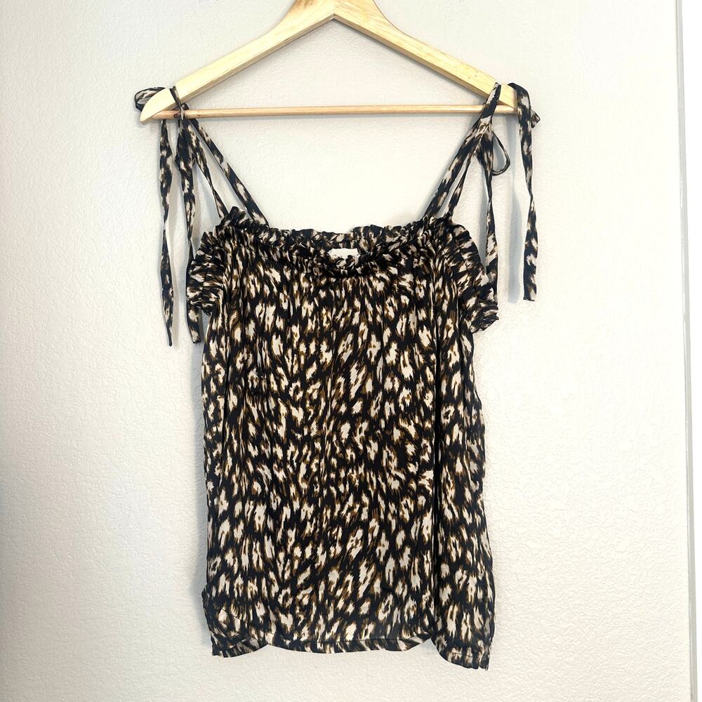 Cleobella Leopard Print Silky Tie Strap Tank, Boho Chic, Artisan, Global XL